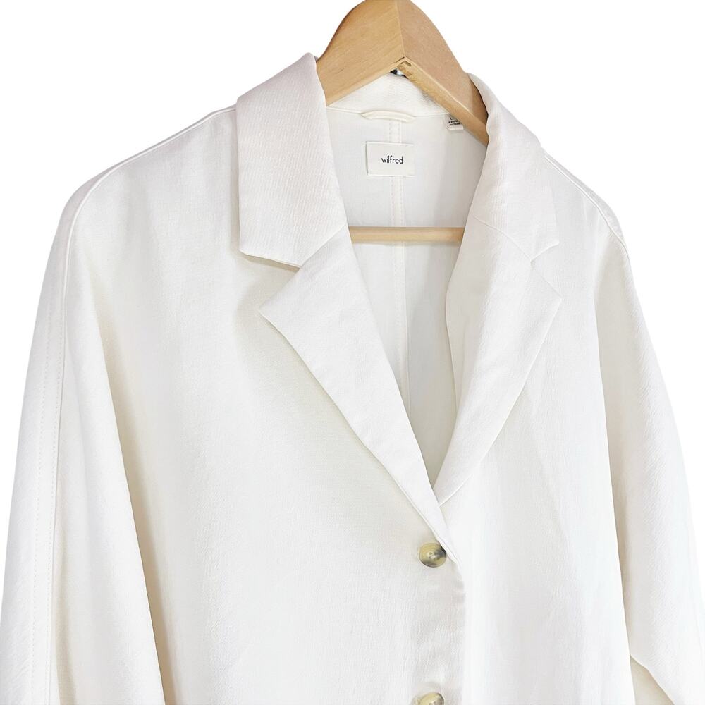 ARITZIA WILFRED Freeform Japanese Crepette Draped Button-Up Top Ivory Size L - Picture 3 of 9
